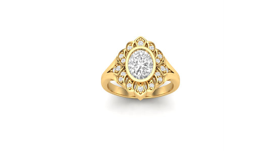 1.10 ct Oval Cut Center Lab Grown Diamond | Color: E | Clarity: VVS | 0.45 ct Lab Grown Side Diamonds. | Designer Ring.
