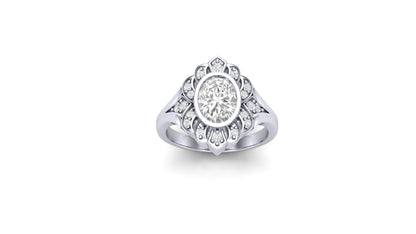 1.10 ct Oval Cut Center Lab Grown Diamond | Color: E | Clarity: VVS | 0.45 ct Lab Grown Side Diamonds. | Designer Ring.