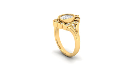 1.10 ct Oval Cut Center Lab Grown Diamond | Color: E | Clarity: VVS | 0.45 ct Lab Grown Side Diamonds. | Designer Ring.