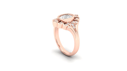 1.10 ct Oval Cut Center Lab Grown Diamond | Color: E | Clarity: VVS | 0.45 ct Lab Grown Side Diamonds. | Designer Ring.