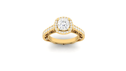 1 ct Lab-Grown Cushion Cut Centered | 0.50 ct Lab-Grown Side Diamonds | Designer Ring.