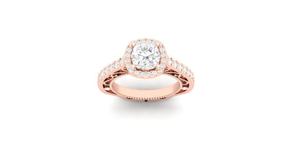 1 ct Lab-Grown Cushion Cut Centered | 0.50 ct Lab-Grown Side Diamonds | Designer Ring.