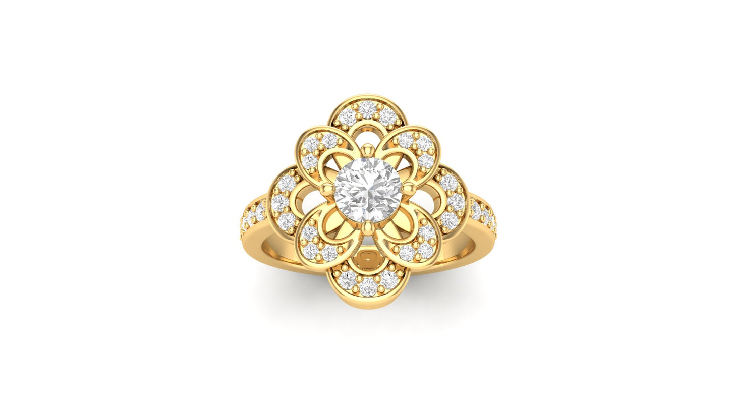 1.00 ctw Round Shape Lab Grown Diamonds | Designer Ring.