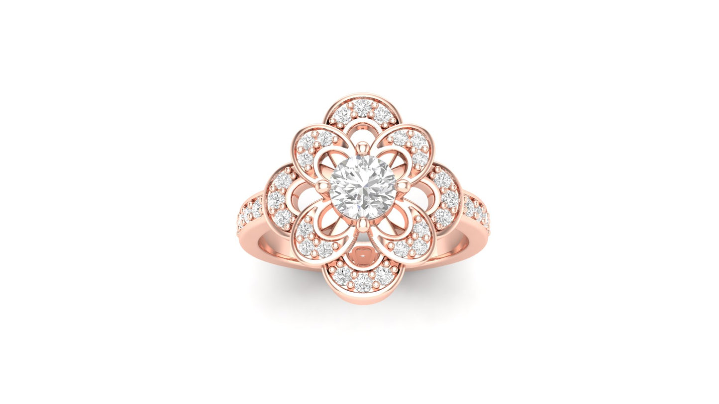 1.00 ctw Round Shape Lab Grown Diamonds | Designer Ring.