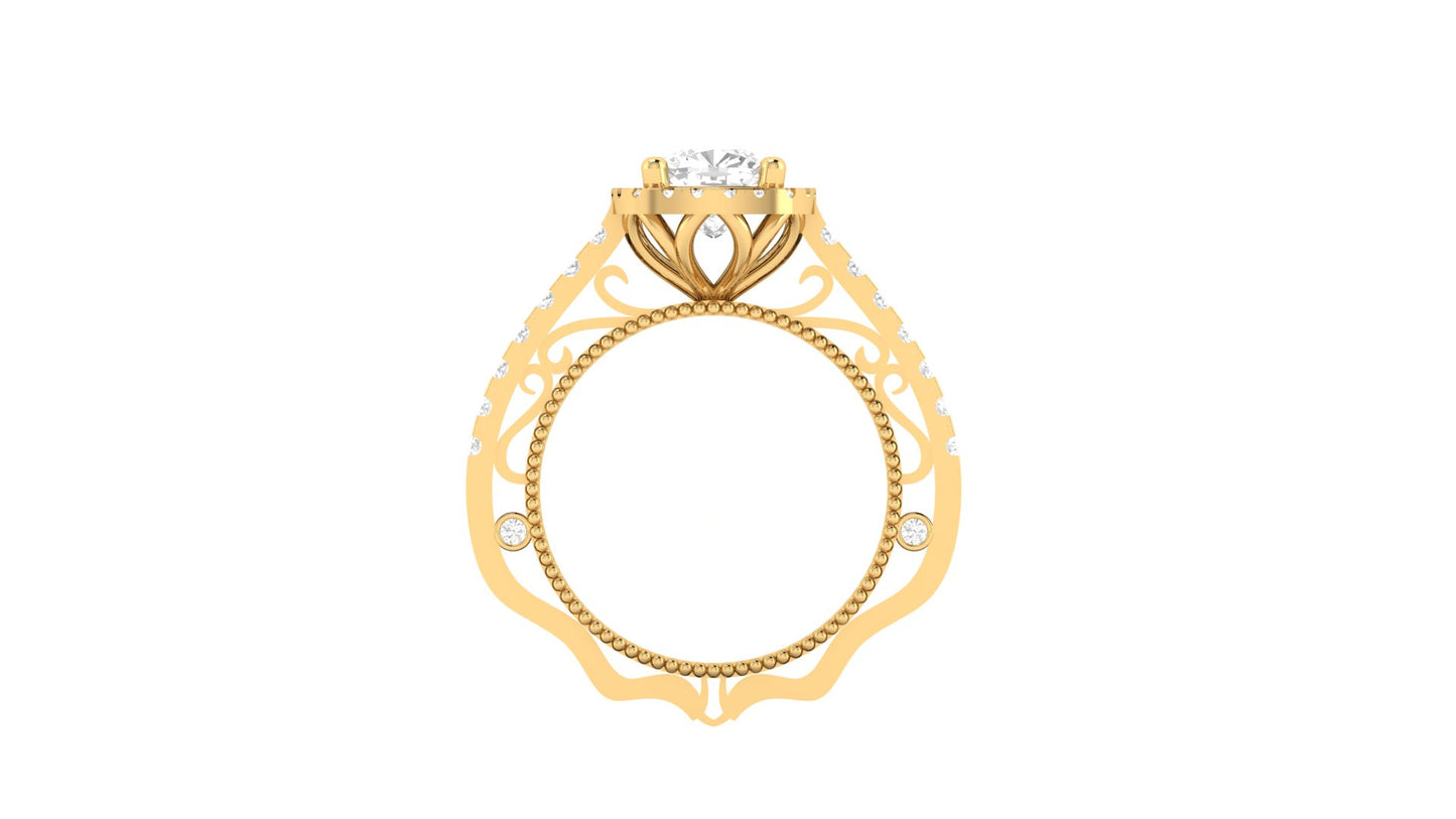 1 ct Lab-Grown Cushion Cut Centered | 0.50 ct Lab-Grown Side Diamonds | Designer Ring.