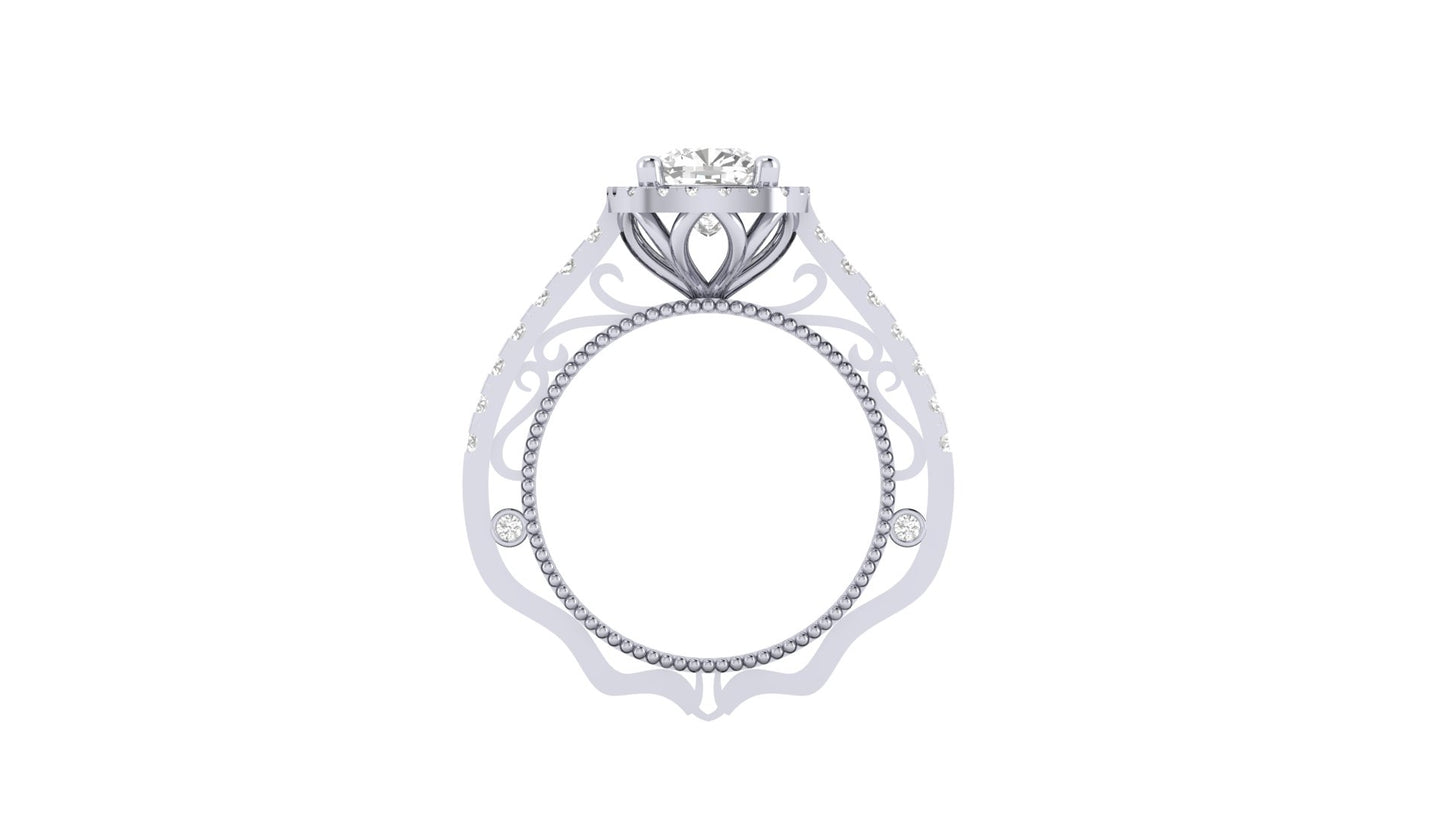 1 ct Lab-Grown Cushion Cut Centered | 0.50 ct Lab-Grown Side Diamonds | Designer Ring.