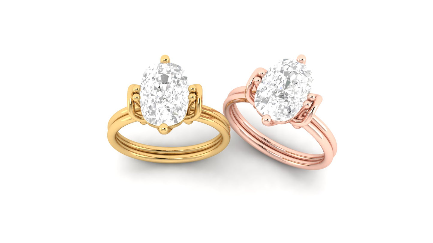 3.00 ct Old Mine Lab-Grown Cushion Cut Diamond | Solitaire Designer Ring.