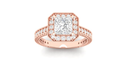 1.10 ct Princess Cut Center Lab Grown Diamond | Color: E | Clarity: VVS | 0.40 ct Lab Grown Side Diamonds. | Designer Ring.