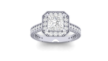 1.10 ct Princess Cut Center Lab Grown Diamond | Color: E | Clarity: VVS | 0.40 ct Lab Grown Side Diamonds. | Designer Ring.