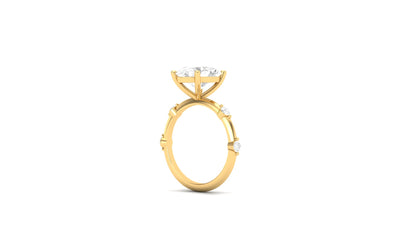 3.00 ct Oval Cut Center Lab Grown Diamond | Color: E | Clarity: VVS | 0.25 ct Lab Grown Side Diamonds. | Designer Ring.
