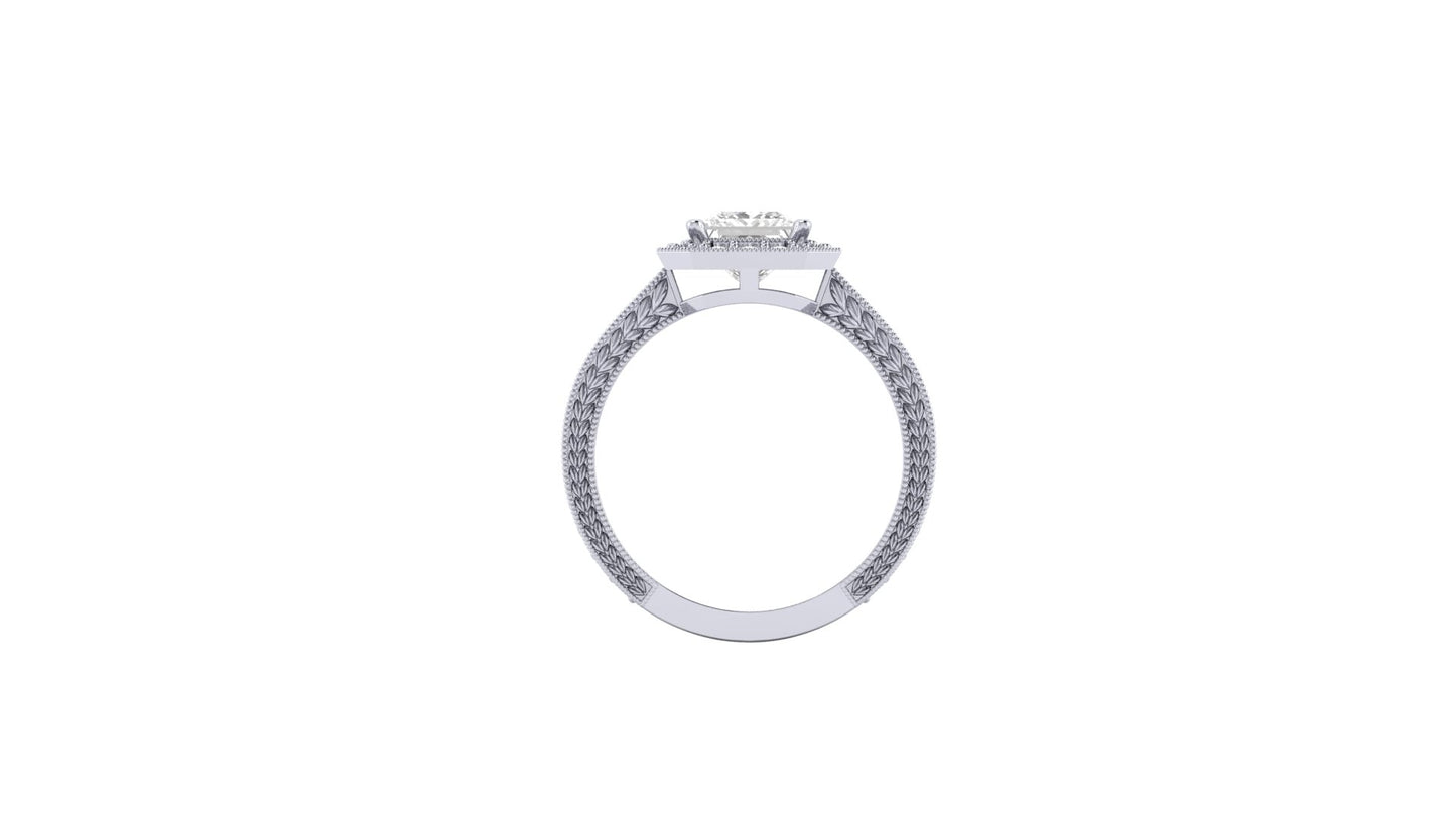 1.10 ct Princess Cut Center Lab Grown Diamond | Color: E | Clarity: VVS | 0.40 ct Lab Grown Side Diamonds. | Designer Ring.