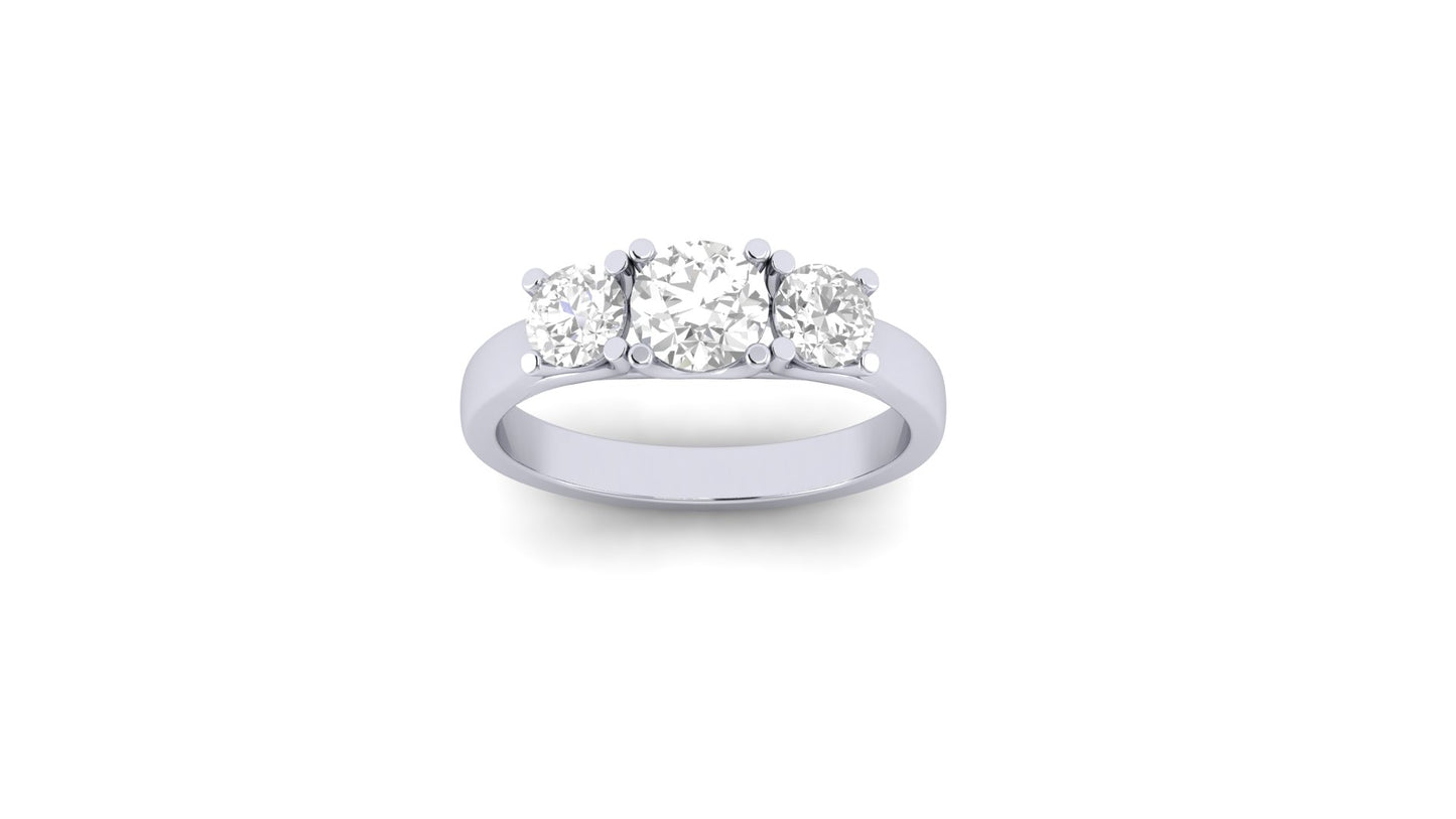 1.00 ct Round Cut Center Lab Grown Diamond | Color: E | Clarity: VVS | 0.80 ct Lab Grown Side Diamonds. | Designer Ring.