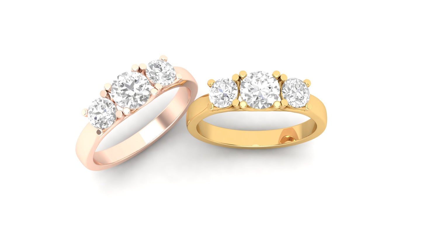 1.00 ct Round Cut Center Lab Grown Diamond | Color: E | Clarity: VVS | 0.80 ct Lab Grown Side Diamonds. | Designer Ring.