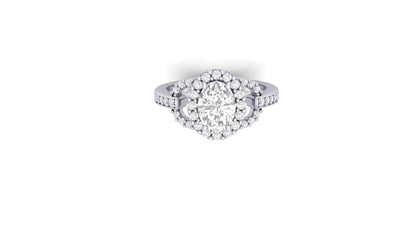 1.09 ct Oval Cut Center Lab Grown Diamond | Color: E | Clarity: VVS | 0.38 ct Lab Grown Side Diamonds. | Designer Ring.
