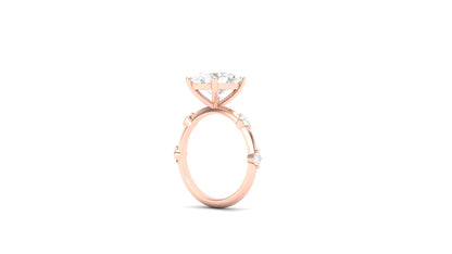 3.00 ct Oval Cut Center Lab Grown Diamond | Color: E | Clarity: VVS | 0.25 ct Lab Grown Side Diamonds. | Designer Ring.