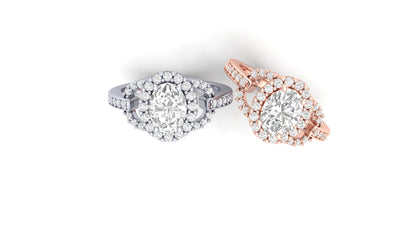 1.09 ct Oval Cut Center Lab Grown Diamond | Color: E | Clarity: VVS | 0.38 ct Lab Grown Side Diamonds. | Designer Ring.