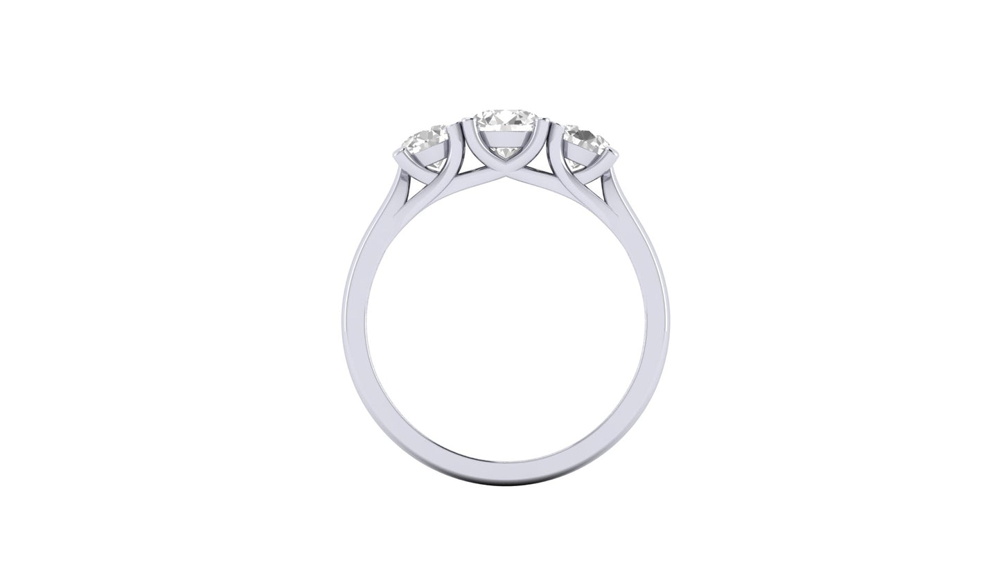 1.00 ct Round Cut Center Lab Grown Diamond | Color: E | Clarity: VVS | 0.80 ct Lab Grown Side Diamonds. | Designer Ring.