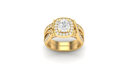 1.10 ct Cushion Cut Center Lab Grown Diamond | Color: E | Clarity: VVS | 0.60 ct Lab Grown Side Diamonds. | Designer Ring.