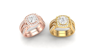 1.10 ct Cushion Cut Center Lab Grown Diamond | Color: E | Clarity: VVS | 0.60 ct Lab Grown Side Diamonds. | Designer Ring.