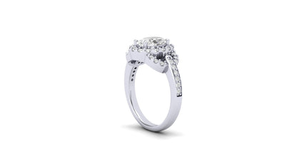 1.09 ct Oval Cut Center Lab Grown Diamond | Color: E | Clarity: VVS | 0.38 ct Lab Grown Side Diamonds. | Designer Ring.