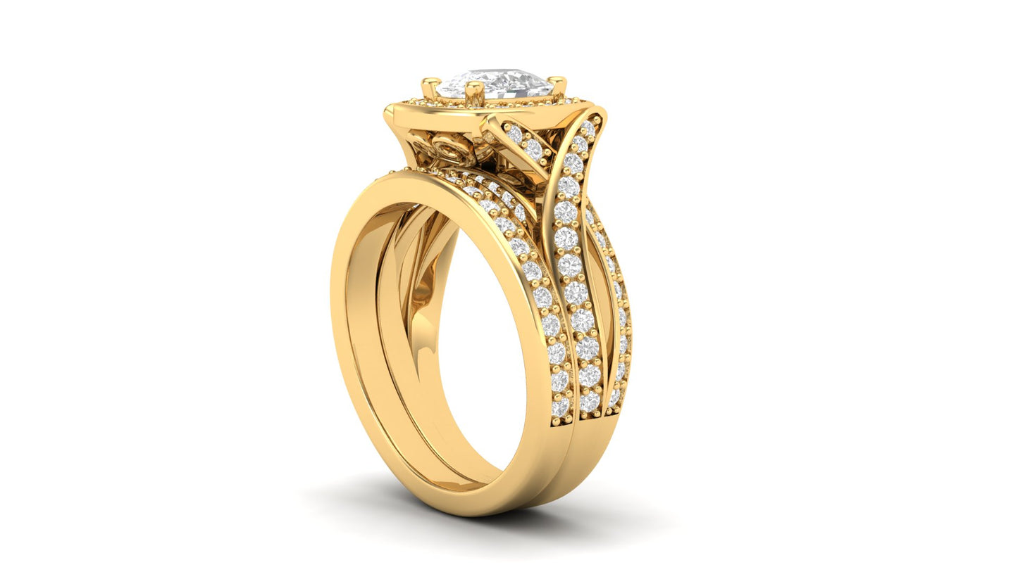 1.10 ct Cushion Cut Center Lab Grown Diamond | Color: E | Clarity: VVS | 0.60 ct Lab Grown Side Diamonds. | Designer Ring.