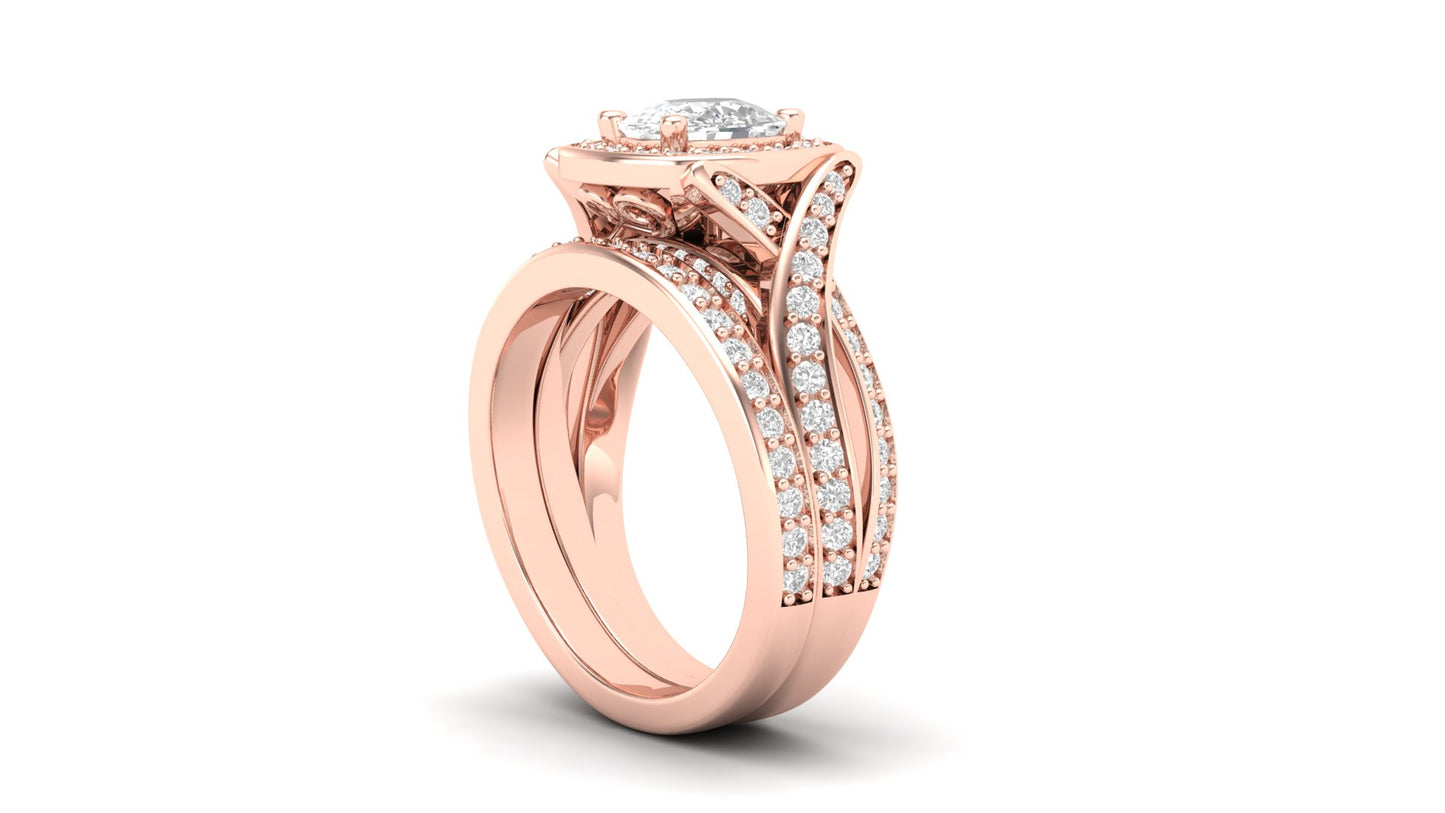 1.10 ct Cushion Cut Center Lab Grown Diamond | Color: E | Clarity: VVS | 0.60 ct Lab Grown Side Diamonds. | Designer Ring.