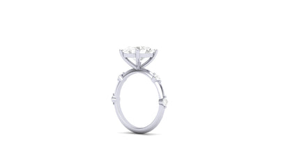 3.00 ct Oval Cut Center Lab Grown Diamond | Color: E | Clarity: VVS | 0.25 ct Lab Grown Side Diamonds. | Designer Ring.