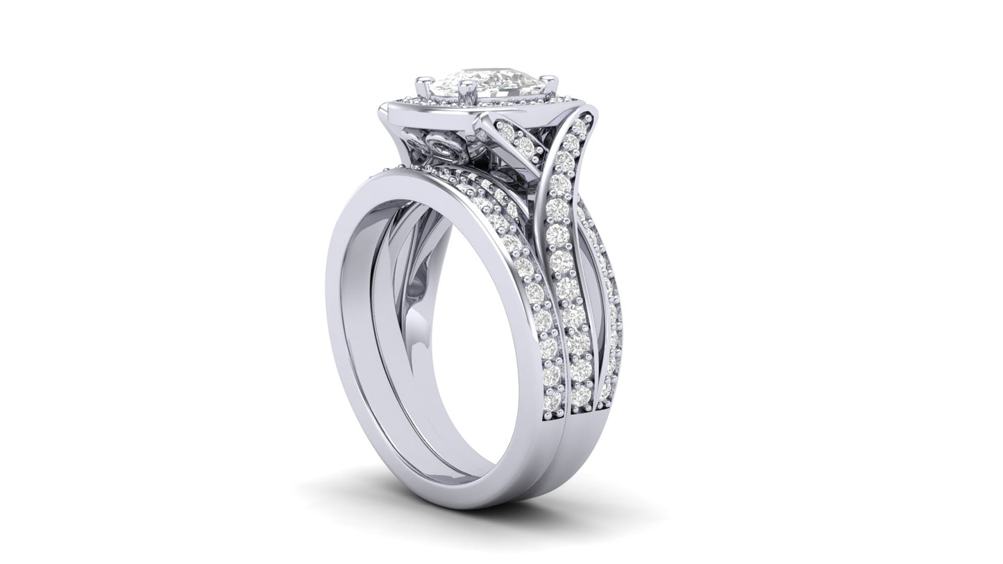 1.10 ct Cushion Cut Center Lab Grown Diamond | Color: E | Clarity: VVS | 0.60 ct Lab Grown Side Diamonds. | Designer Ring.
