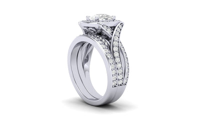 1.10 ct Cushion Cut Center Lab Grown Diamond | Color: E | Clarity: VVS | 0.60 ct Lab Grown Side Diamonds. | Designer Ring.