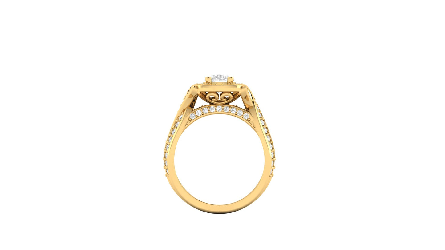 1.10 ct Cushion Cut Center Lab Grown Diamond | Color: E | Clarity: VVS | 0.60 ct Lab Grown Side Diamonds. | Designer Ring.