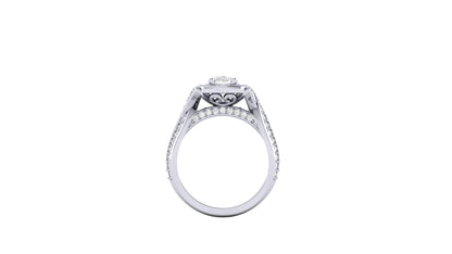 1.10 ct Cushion Cut Center Lab Grown Diamond | Color: E | Clarity: VVS | 0.60 ct Lab Grown Side Diamonds. | Designer Ring.