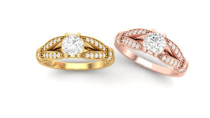 1.00 ctw Round Shape Lab Grown Diamonds | Designer Ring.