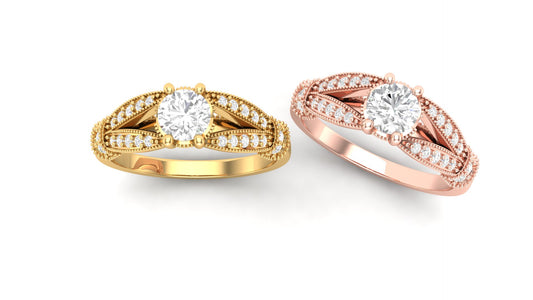 1.00 ctw Round Shape Lab Grown Diamonds | Designer Ring.