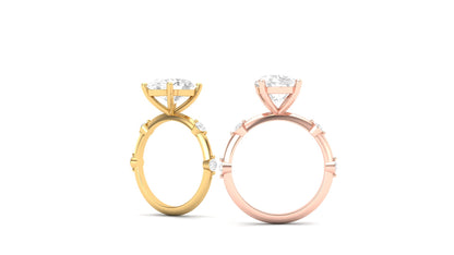 3.00 ct Oval Cut Center Lab Grown Diamond | Color: E | Clarity: VVS | 0.25 ct Lab Grown Side Diamonds. | Designer Ring.