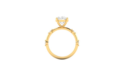 3.00 ct Oval Cut Center Lab Grown Diamond | Color: E | Clarity: VVS | 0.25 ct Lab Grown Side Diamonds. | Designer Ring.