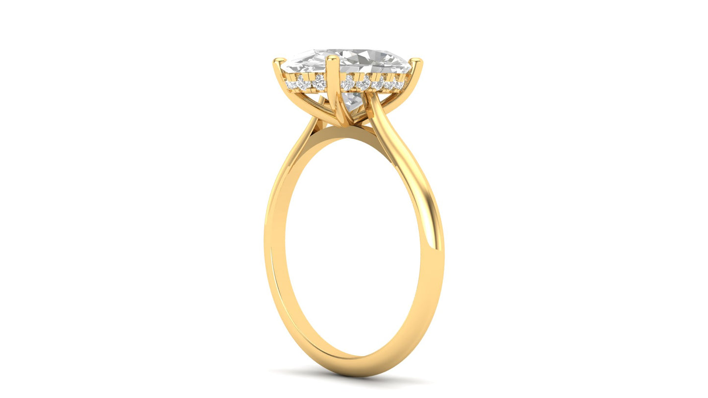 3.05 ct Oval Cut Lab Grown Diamond | Color: E | Clarity: VVS | 0.15 ct Lab Grown Side Diamonds. | Designer Ring.