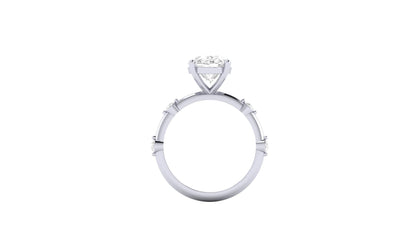 3.00 ct Oval Cut Center Lab Grown Diamond | Color: E | Clarity: VVS | 0.25 ct Lab Grown Side Diamonds. | Designer Ring.