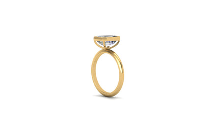 2.55 ctw Emerald Cut Lab Grown Diamond | Bezel Set Setting | Solitaire Ring.