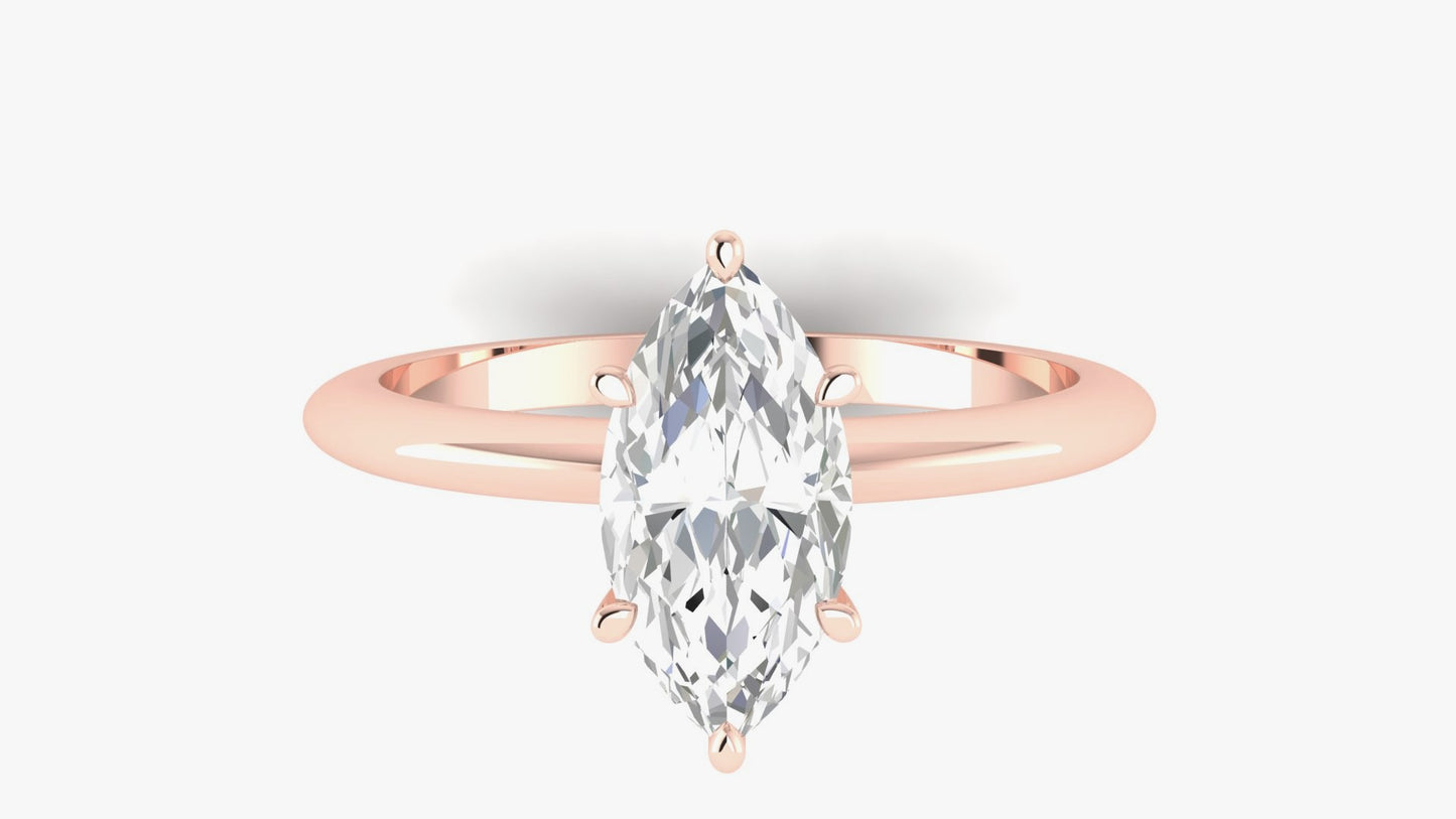 1.00 ctw Marquise Shape Lab Grown Diamond | 6 Prong Setting | Solitaire Ring.