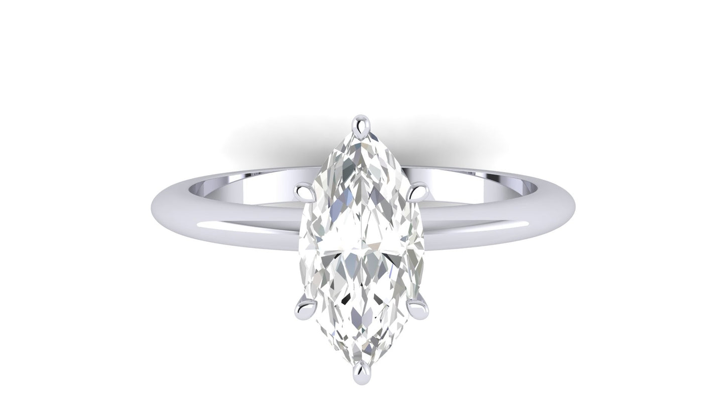 1.00 ctw Marquise Shape Lab Grown Diamond | 6 Prong Setting | Solitaire Ring.