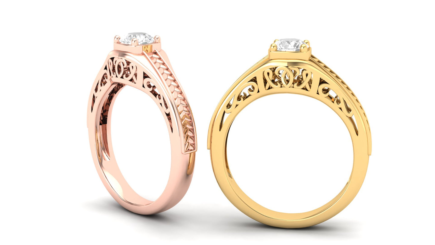 0.50 ctw Round Center Lab Grown Diamond | Color: E | Clarity: VVS | Designer Ring.