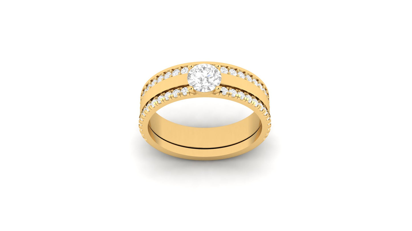 0.50 ct Round Cut Lab Grown Centered Diamond | 0.50 ct of Lab-Grown Side Diamonds with Designer Band.