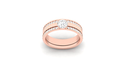 0.50 ct Round Cut Lab Grown Centered Diamond | 0.50 ct of Lab-Grown Side Diamonds with Designer Band.