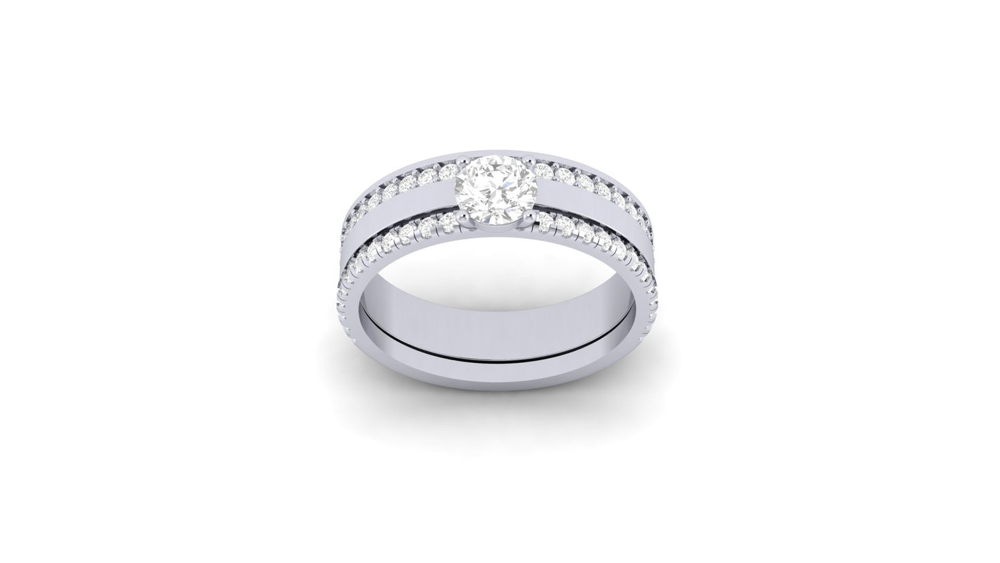 0.50 ct Round Cut Lab Grown Centered Diamond | 0.50 ct of Lab-Grown Side Diamonds with Designer Band.