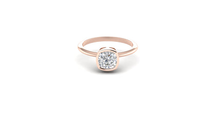 1.12 ctw Cushion Cut Lab Grown Diamond | Bezel Set Setting | Solitaire Ring.