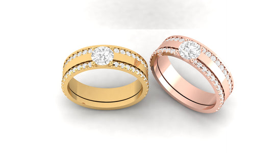 0.50 ct Round Cut Lab Grown Centered Diamond | 0.50 ct of Lab-Grown Side Diamonds with Designer Band.