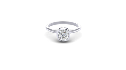 1.12 ctw Cushion Cut Lab Grown Diamond | Bezel Set Setting | Solitaire Ring.