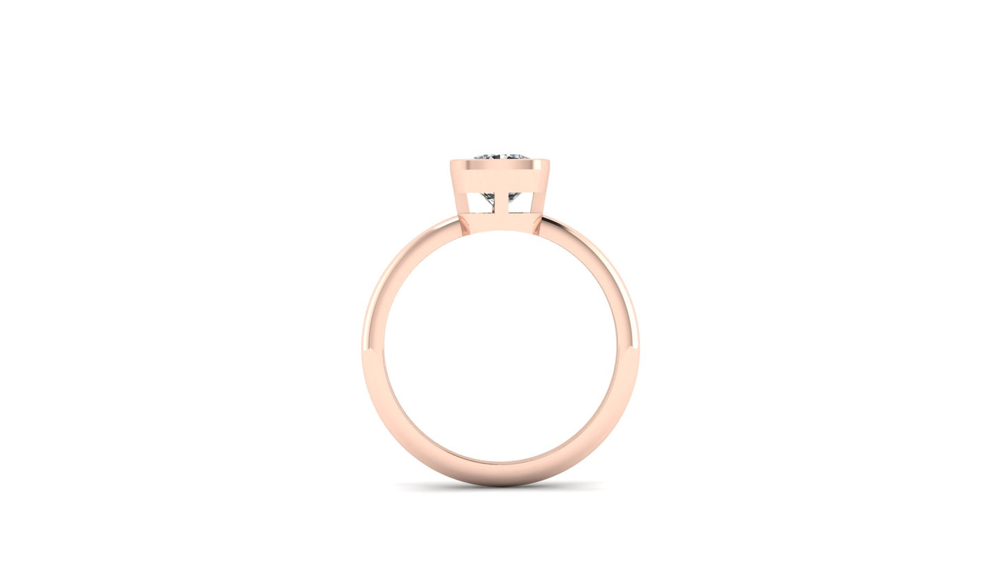 1.12 ctw Cushion Cut Lab Grown Diamond | Bezel Set Setting | Solitaire Ring.