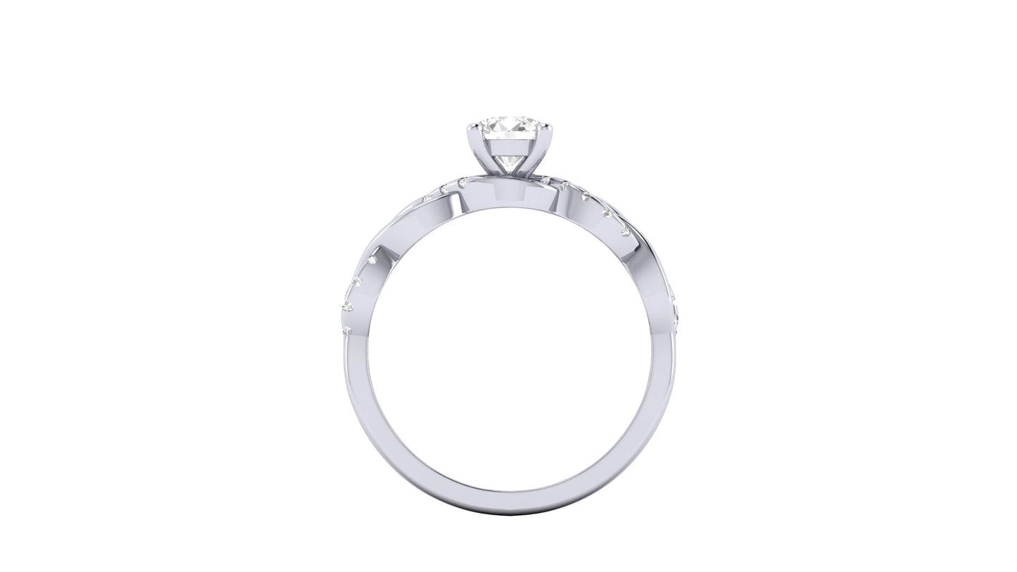 1.00 ct Round Center Lab Grown Diamond | Color: E | Clarity: VVS | 0.25 ct Lab Grown Side Diamonds. | Designer Ring.