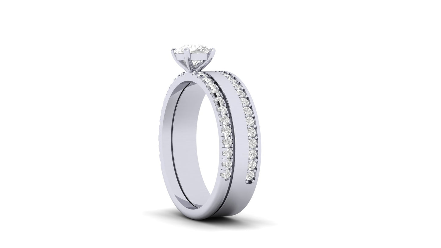 0.50 ct Round Cut Lab Grown Centered Diamond | 0.50 ct of Lab-Grown Side Diamonds with Designer Band.